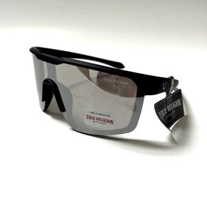 New Original TRUE RELIGION Shield Sunglasses Matte Black Acetate Rimless Mirror